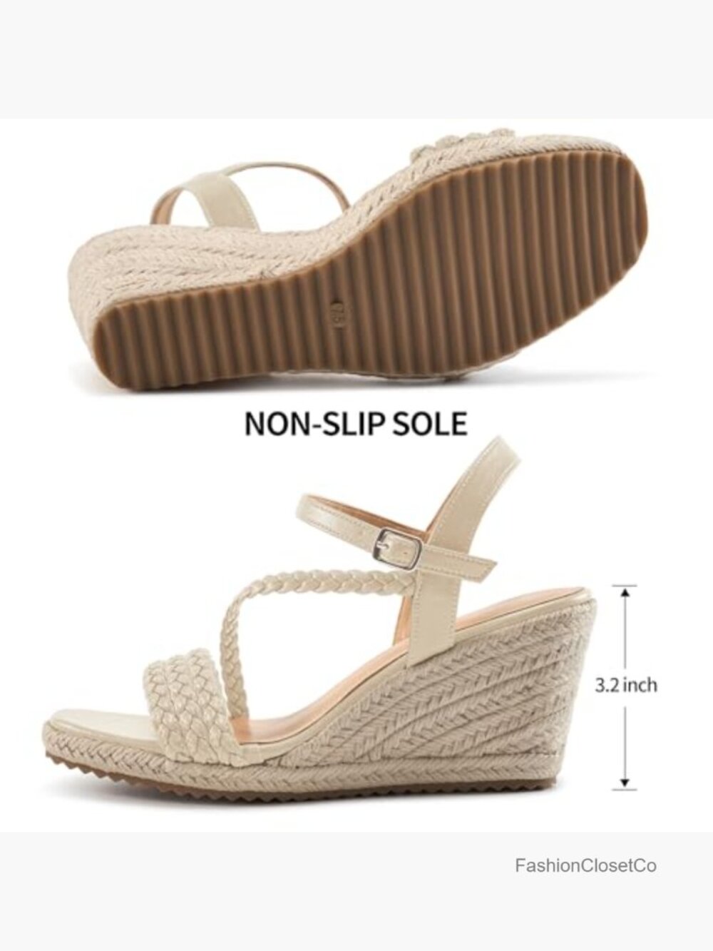 Espadrille Wedge Sandals: Cushioned Footbed & Braided PU Upper for All-Day Wear - Picture 6 of 6